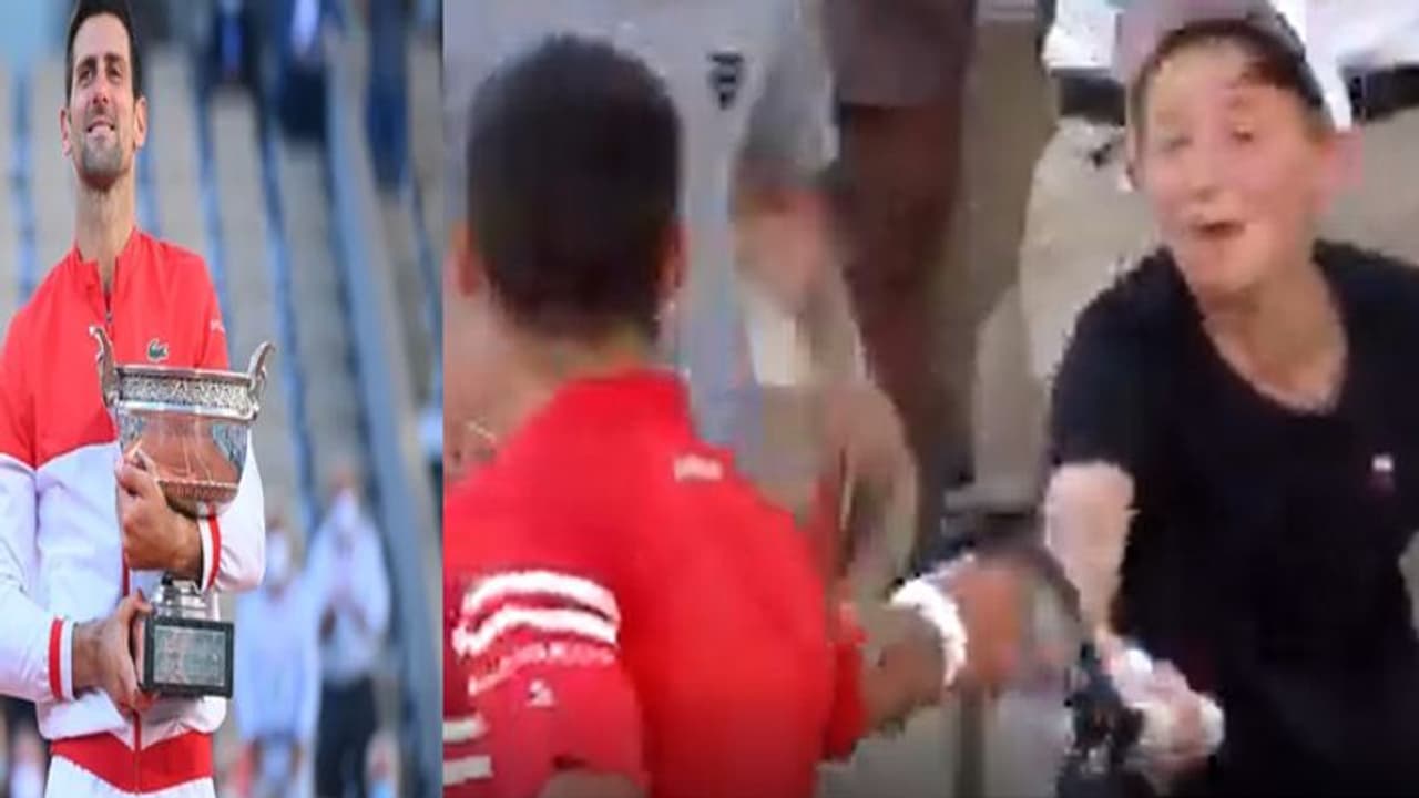 फ्रेंच ओपन जीतने वाले जोकोविच ने अपना रैकेट एक बच्चे को दिया, कहा वह मुझे कोचिंग दे रहा था, वीडियो वायरल फ्रेंच ओपन जीतने वाले जोकोविच ने अपना रैकेट एक बच्चे को दिया, कहा वह मुझे कोचिंग दे रहा था, वीडियो वायरल