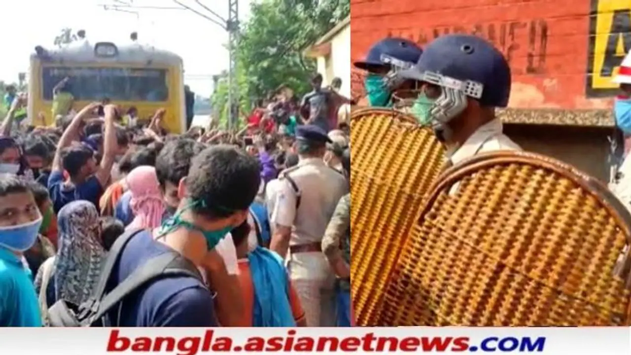 ট্রেন অবরোধ বিক্ষোভ দমদম ক্যান্টনমেন্টে, স্পেশাল ট্রেনে উঠতে না দেওয়ায় ফিরল সোনারপুরের দৃশ্য ট্রেন অবরোধ বিক্ষোভ দমদম ক্যান্টনমেন্টে, স্পেশাল ট্রেনে উঠতে না দেওয়ায় ফিরল সোনারপুরের দৃশ্য