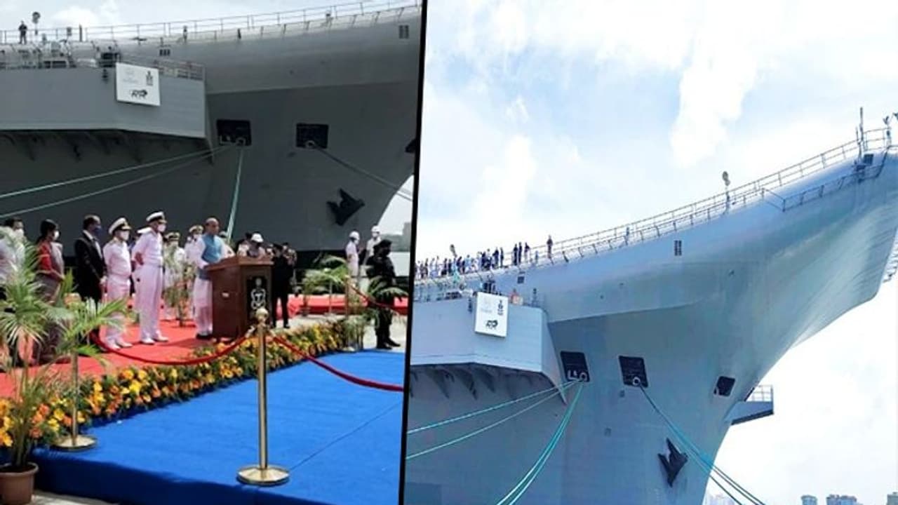 Defence Minister Rajnath Singh visits INS Kochi to review construction progress of IAC Defence Minister Rajnath Singh visits INS Kochi to review construction progress of IAC