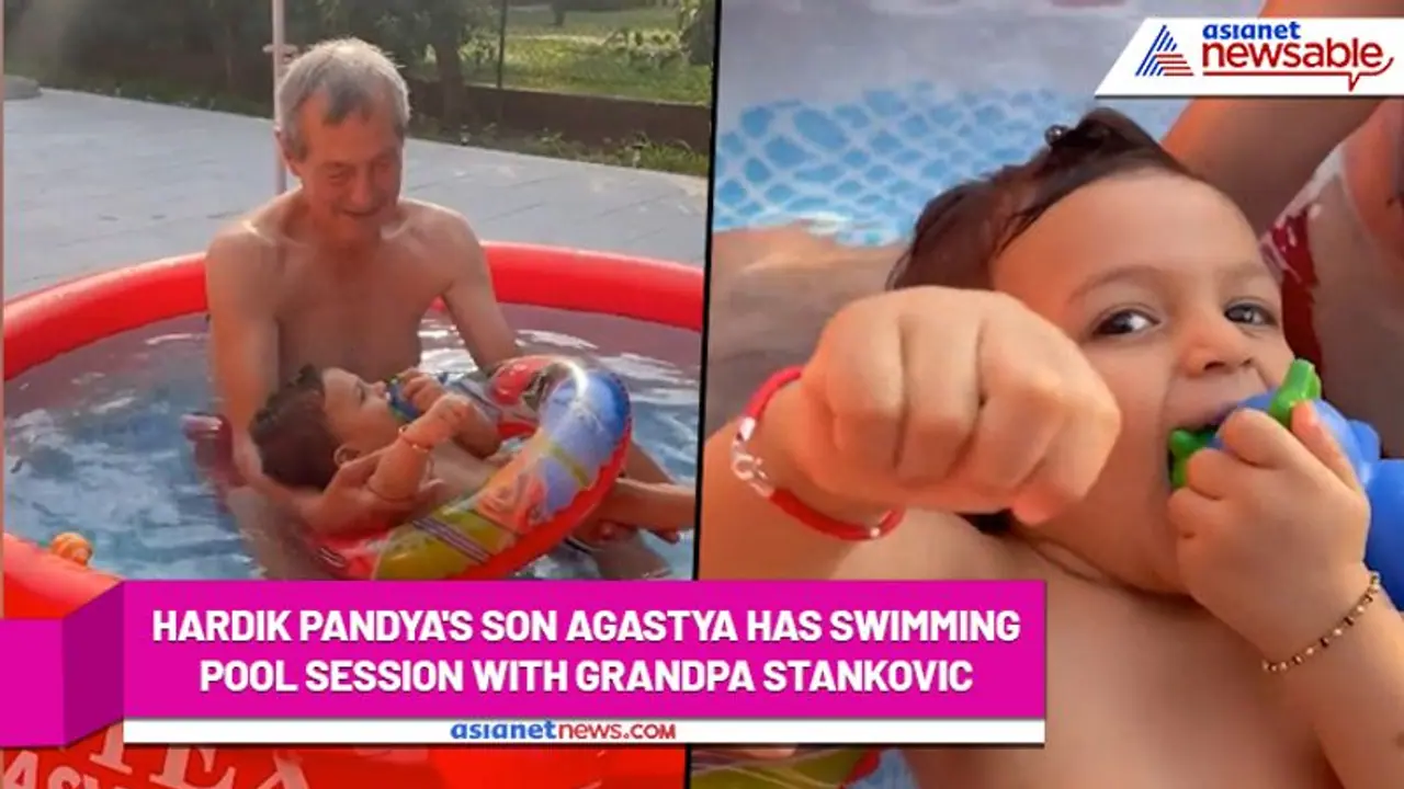 Hardik Pandya's son Agastya has swimming pool session with grandpa Stankovic (Watch video) Hardik Pandya's son Agastya has swimming pool session with grandpa Stankovic (Watch video)