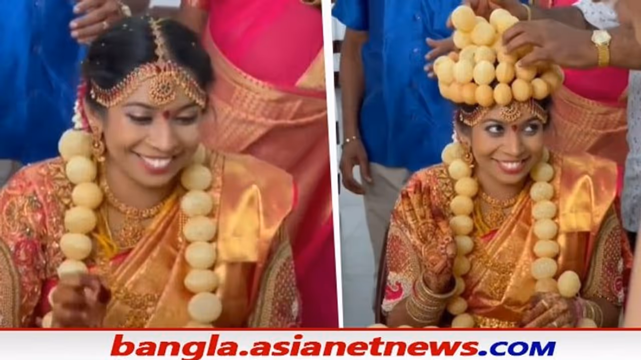 ফুচকার মালা আর মুকুটে সেজে উঠলেন দেশী বৌমা, নিমেষে ভাইরাল বিয়ের সেই ভিডিও ফুচকার মালা আর মুকুটে সেজে উঠলেন দেশী বৌমা, নিমেষে ভাইরাল বিয়ের সেই ভিডিও