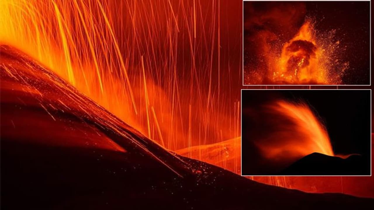 यूरोप का माउंट एटना ज्वालामुखी फिर उग्र हुआ, सैकड़ों फीट ऊपर तक उठीं आग की लपटें यूरोप का माउंट एटना ज्वालामुखी फिर उग्र हुआ, सैकड़ों फीट ऊपर तक उठीं आग की लपटें