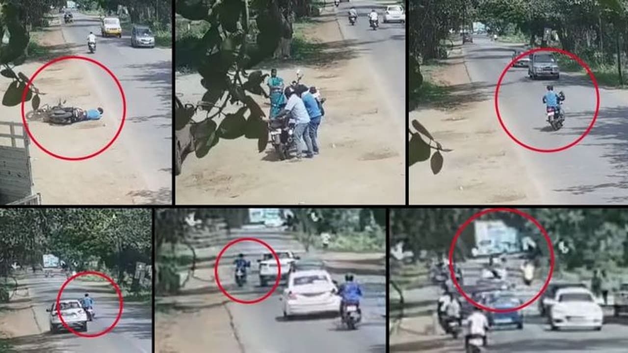 മദ്യപിച്ച് ബൈക്കില് കുഴഞ്ഞോടി യുവാവ്, ഞെട്ടിപ്പിക്കുന്ന ദൃശ്യങ്ങള് വൈറല്! മദ്യപിച്ച് ബൈക്കില് കുഴഞ്ഞോടി യുവാവ്, ഞെട്ടിപ്പിക്കുന്ന ദൃശ്യങ്ങള് വൈറല്!