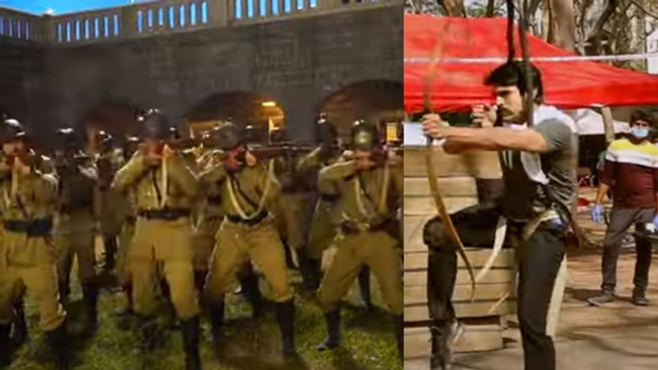 भव्य सेट, आग की लपटे, सैकड़ों लोग और एक्शन सीन्स से भरा पड़ा है राजामौली की RRR का मेकिंग Video भव्य सेट, आग की लपटे, सैकड़ों लोग और एक्शन सीन्स से भरा पड़ा है राजामौली की RRR का मेकिंग Video