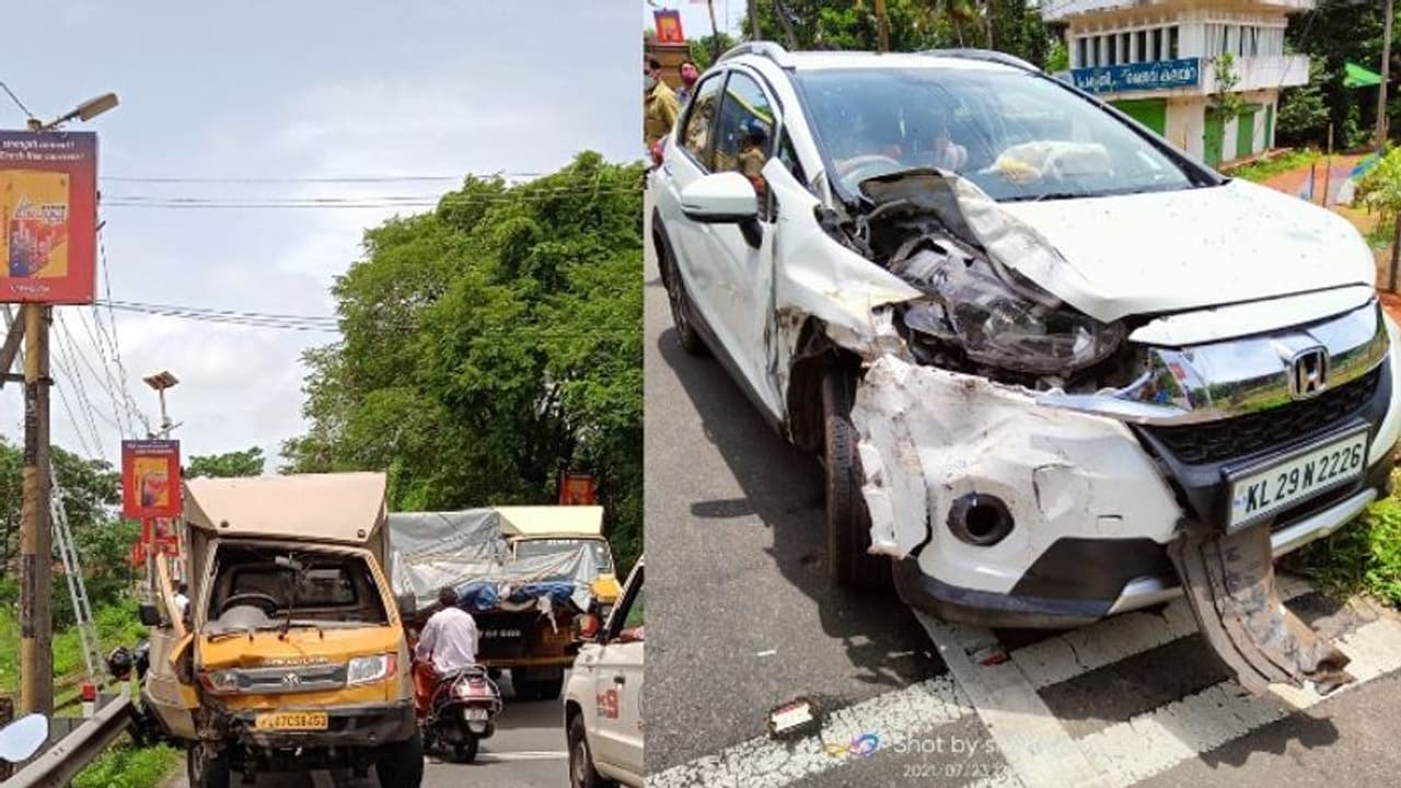 പിക്കപ്പ് വാനും കാറും സ്കൂട്ടറും കൂട്ടിയിടിച്ച് അപകടം: ദമ്പതിമാരടക്കം മൂന്നുപേർക്ക് പരിക്ക് പിക്കപ്പ് വാനും കാറും സ്കൂട്ടറും കൂട്ടിയിടിച്ച് അപകടം: ദമ്പതിമാരടക്കം മൂന്നുപേർക്ക് പരിക്ക്