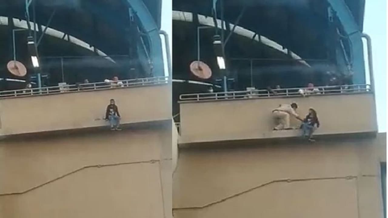 ಮೆಟ್ರೋ ನಿಲ್ದಾಣದಿಂದ ಜಿಗಿದು ಆತ್ಮಹತ್ಯೆಗೆ ಯತ್ನ, ಯುವತಿ ರಕ್ಷಿಸಿದ ಪೊಲೀಸ್ ವಿಡಿಯೋ ವೈರಲ್!