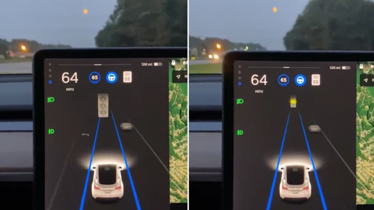 Watch: Tesla car's autopilot mode gets confused by seeing the moon and compares it to yellow traffic light
