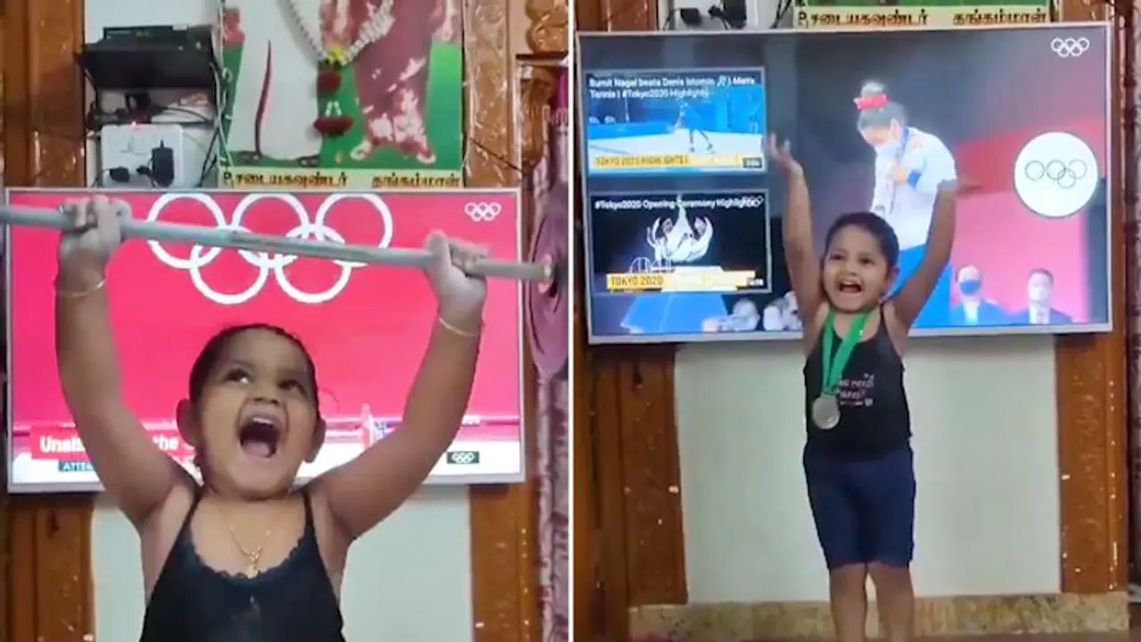 Watch: Little girl imitating Mirabai Chanu's Olympic win sets the internet on fire
