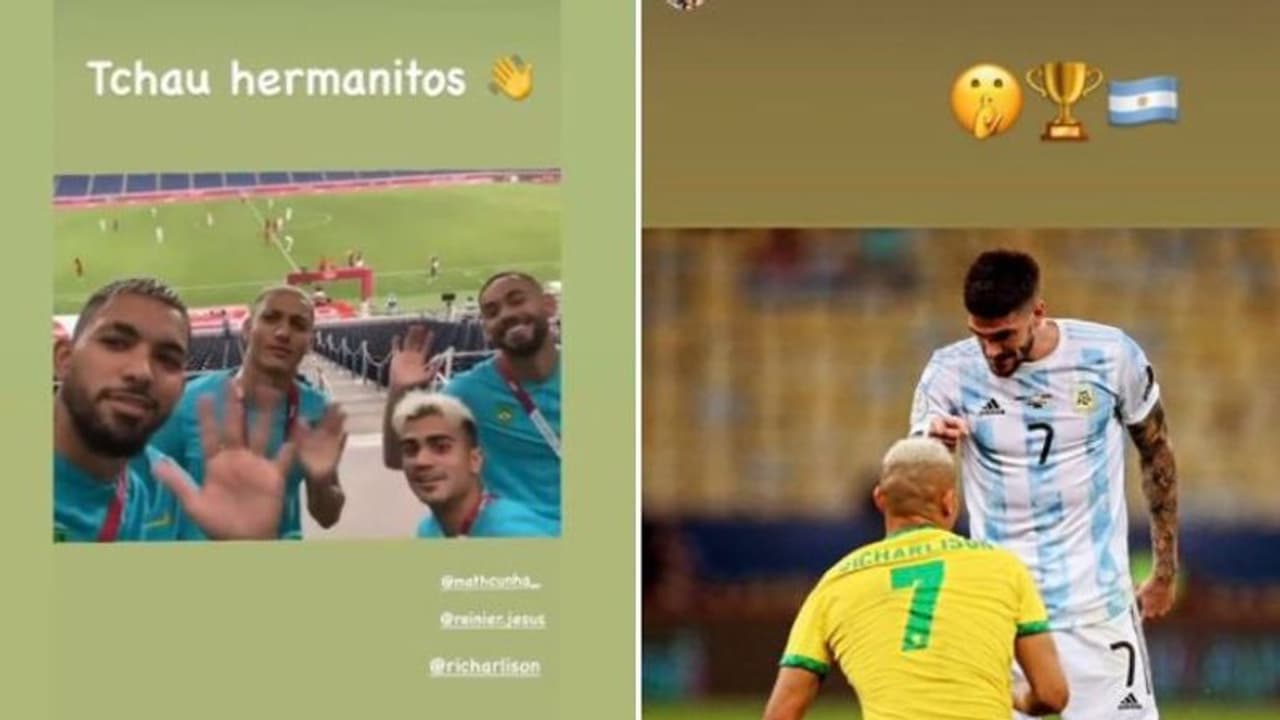 'വായടയ്ക്കൂ.., മിണ്ടാതിരിക്കൂ'; അര്ജന്റൈന് താരങ്ങളെ പരിഹസിച്ച റിച്ചാലിസണിന് ഡി പോളിന്റെ മറുപടി 'വായടയ്ക്കൂ.., മിണ്ടാതിരിക്കൂ'; അര്ജന്റൈന് താരങ്ങളെ പരിഹസിച്ച റിച്ചാലിസണിന് ഡി പോളിന്റെ മറുപടി