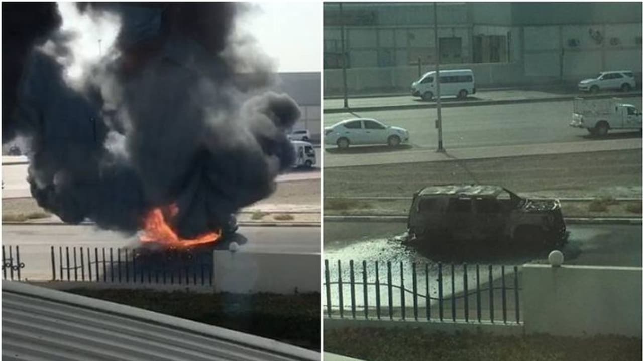 ദുബൈയില് കാറിന് തീപിടിച്ചു, ആളപായമില്ല ദുബൈയില് കാറിന് തീപിടിച്ചു, ആളപായമില്ല