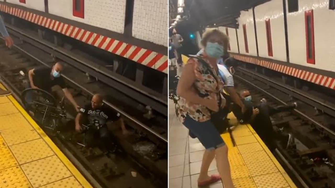 Man rescues wheelchair bound man who fell on subway train tracks in New York; netizens react