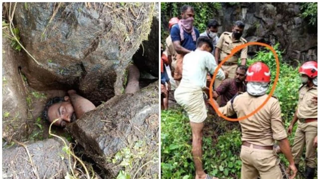 പാറക്കെട്ടിനടിയില്‍ ജീവനുമായി മല്ലിട്ട് ഒരുരാത്രി; ഒടുവില്‍ വിജീഷ് ജീവിതത്തിലേക്ക്