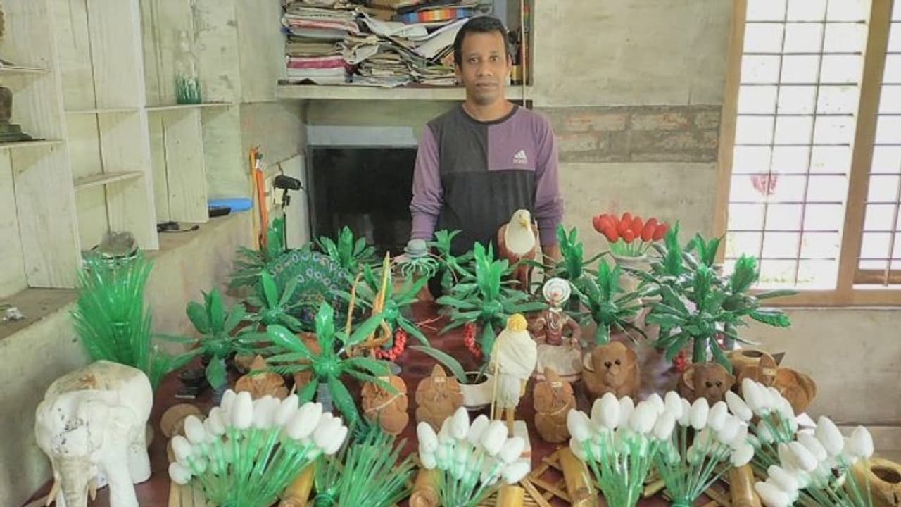 വൈകല്യത്തിൽ പതറാതെ കലാരൂപങ്ങളുടെ ഇന്ദ്രജാലവുമായി സുഭാഷ് രാജ്