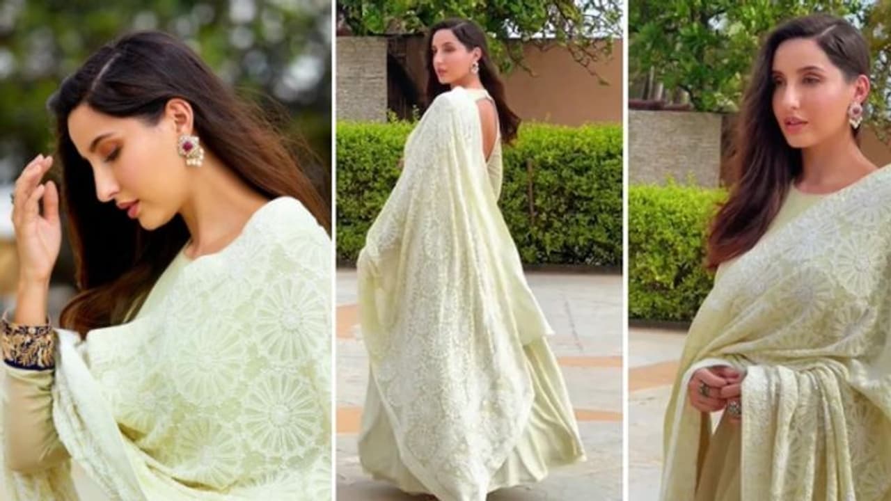 പച്ചയില്‍ മനോഹരിയായി നോറ ഫത്തേഹി; അനാര്‍ക്കലിയുടെ വില 1.25 ലക്ഷം രൂപ