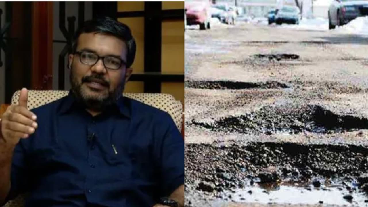 സ്പീക്കറുടെ ഔദ്യോഗിക വാഹനത്തെ പെരുവഴിയിലാക്കി ദേശീയപാതയിലെ കുഴി സ്പീക്കറുടെ ഔദ്യോഗിക വാഹനത്തെ പെരുവഴിയിലാക്കി ദേശീയപാതയിലെ കുഴി