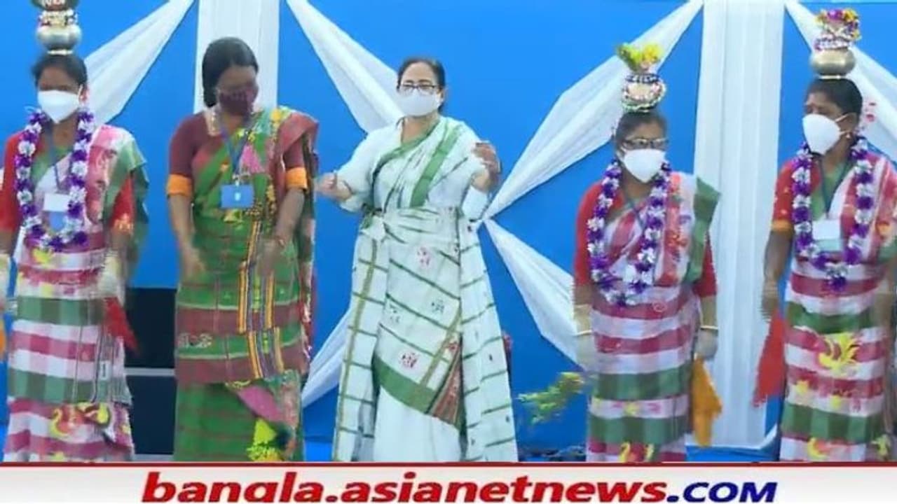 World Tribal Day: ঝাড়গ্রামে ঐতিহ্যবাহী 'পাঞ্চি' শাড়ি পরে আদিবাসী নৃত্যের ছন্দে ভাসলেন মমতা World Tribal Day: ঝাড়গ্রামে ঐতিহ্যবাহী 'পাঞ্চি' শাড়ি পরে আদিবাসী নৃত্যের ছন্দে ভাসলেন মমতা