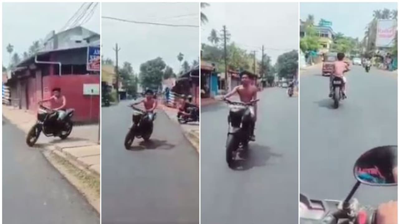 മാസ്കില്ല, ഹെല്മറ്റില്ല, ലൈസന്സില്ല, ഉടുപ്പുമില്ല; വൈറലാകാന് ബൈക്കില് പറന്ന യുവാവിനെതിരെ കേസ് മാസ്കില്ല, ഹെല്മറ്റില്ല, ലൈസന്സില്ല, ഉടുപ്പുമില്ല; വൈറലാകാന് ബൈക്കില് പറന്ന യുവാവിനെതിരെ കേസ്