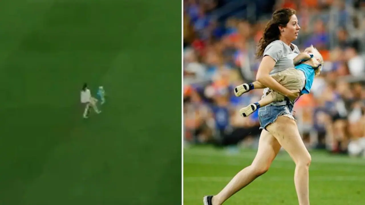 Watch: US young pitch invader gets tackled by his mom during football game; leaves internet in splits