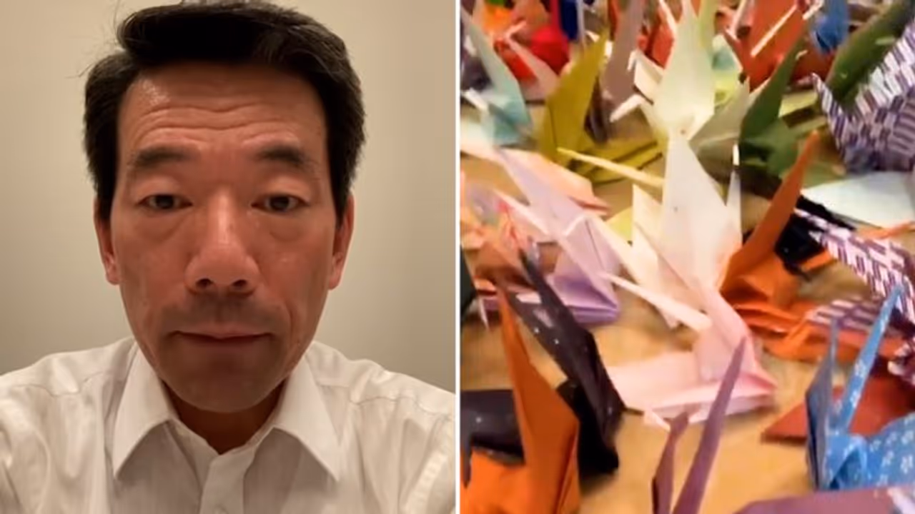 Japanese diplomat wins hearts by making 357 origami cranes over a year