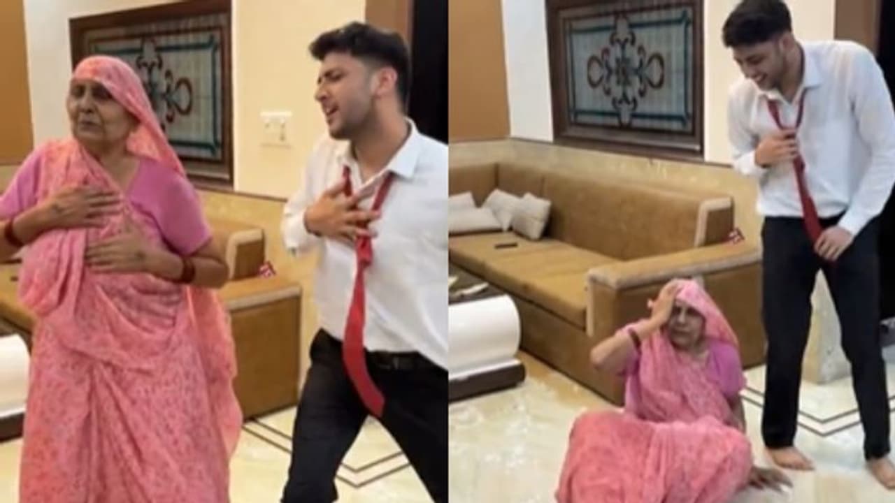 'ഇതൊക്കെ എന്ത്'; കൊച്ചുമകനോടൊപ്പം നൃത്തം ചെയ്യുന്ന മുത്തശ്ശി; വൈറലായി വീഡിയോ