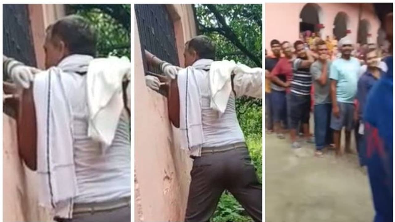 ആളുകള് ക്യൂവില് നില്ക്കുമ്പോള്; പിന്നിലെ ജനലില് കൂടി 'വാക്സിന്' കുത്തിവയ്പ്പ് വീഡിയോ ആളുകള് ക്യൂവില് നില്ക്കുമ്പോള്; പിന്നിലെ ജനലില് കൂടി 'വാക്സിന്' കുത്തിവയ്പ്പ് വീഡിയോ