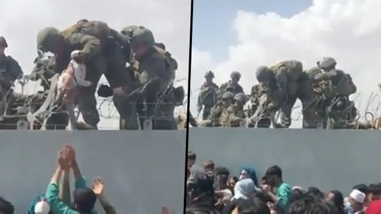 Afghan conflict: Infant handed to US troops over Kabul airport wired fence treated, reunited with family Afghan conflict: Infant handed to US troops over Kabul airport wired fence treated, reunited with family