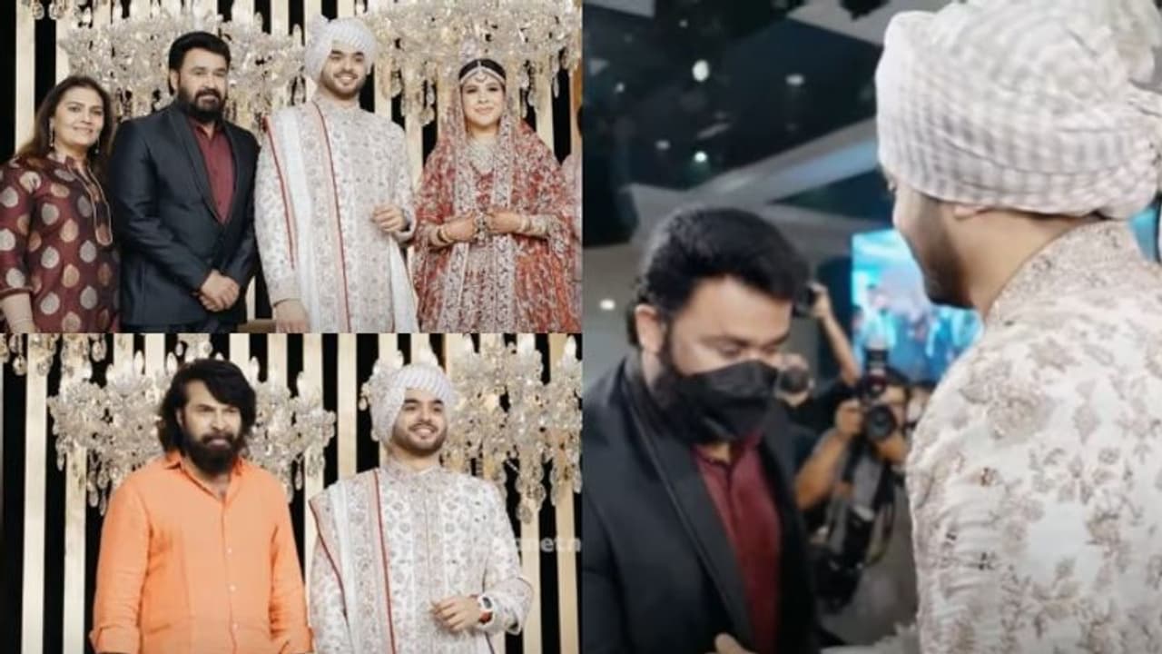 ആദ്യം മമ്മൂട്ടിയെത്തി, പിന്നാലെ മോഹൻലാലും; താരപ്പകിട്ടില്‍ ദുബായിലൊരു കല്യാണം