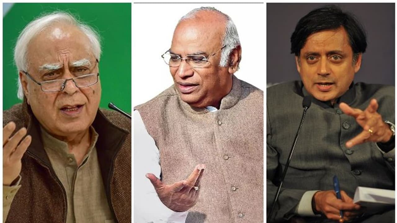 'പാർട്ടിയെ ചിലർ നശിപ്പിക്കുന്നുവെന്ന് ഖാർഗെ', തിരിച്ചടിച്ച് കപിൽ സിബലും തരൂരും, കോൺഗ്രസിൽ വീണ്ടും പരസ്യപ്പോര് 'പാർട്ടിയെ ചിലർ നശിപ്പിക്കുന്നുവെന്ന് ഖാർഗെ', തിരിച്ചടിച്ച് കപിൽ സിബലും തരൂരും, കോൺഗ്രസിൽ വീണ്ടും പരസ്യപ്പോര്