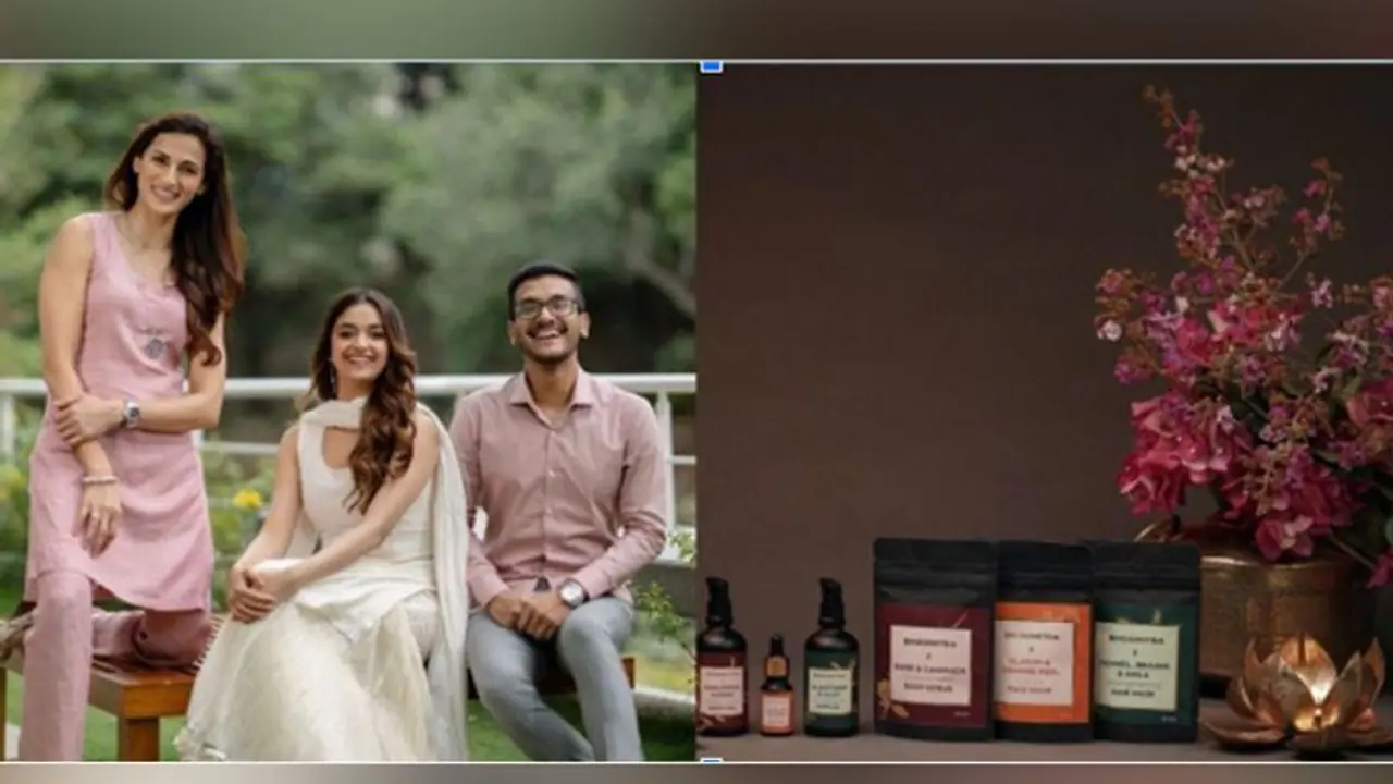 Kanthi Dutt & Shilpa Reddy with Keerthy Suresh launch skincare brand Bhoomitra by Sustainkart