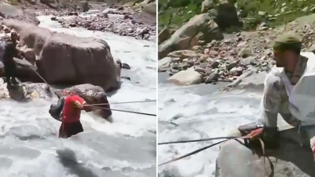 ITBP team rescues stranded villagers at 12,000 feet in Uttarakhand; video goes viral