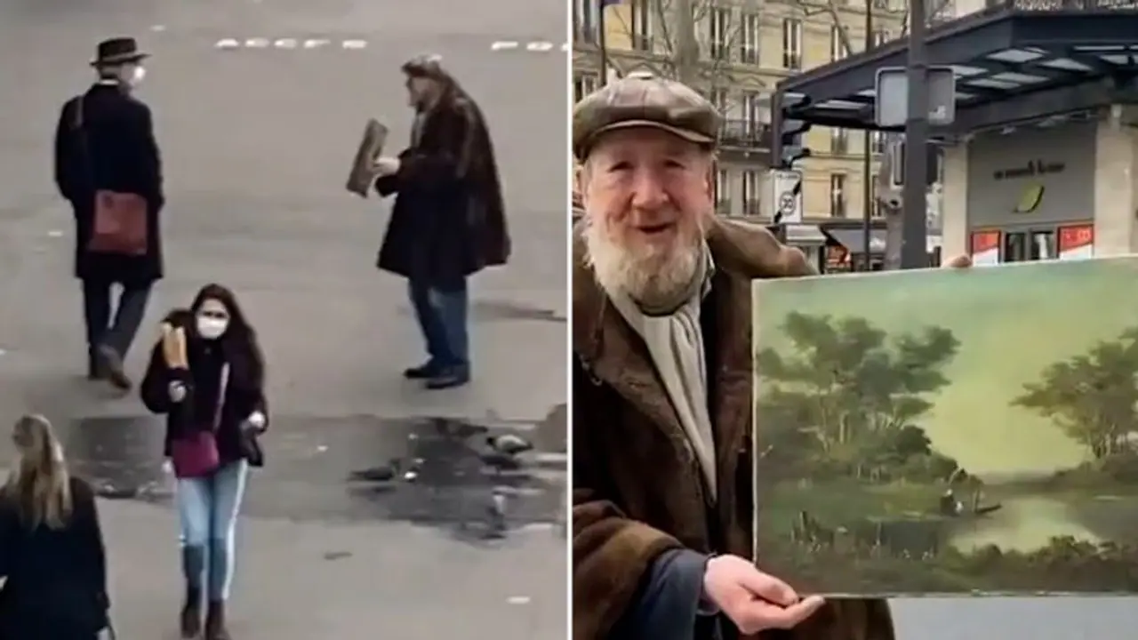 Watch: Old man tries to sell his painting on Paris streets; what happens next will melt your heart