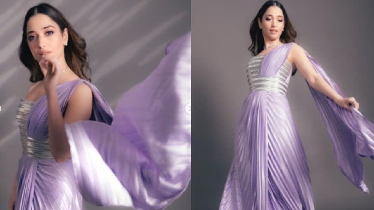 ലാവണ്ടർ നിറത്തിലുള്ള സാരിയില്‍ തിളങ്ങി തമന്ന; ചിത്രങ്ങള്‍