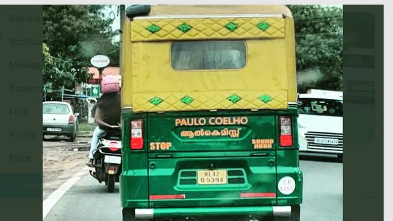 Viral: Paulo Coelho shares photo of Kerala auto with his name on it; netizens react