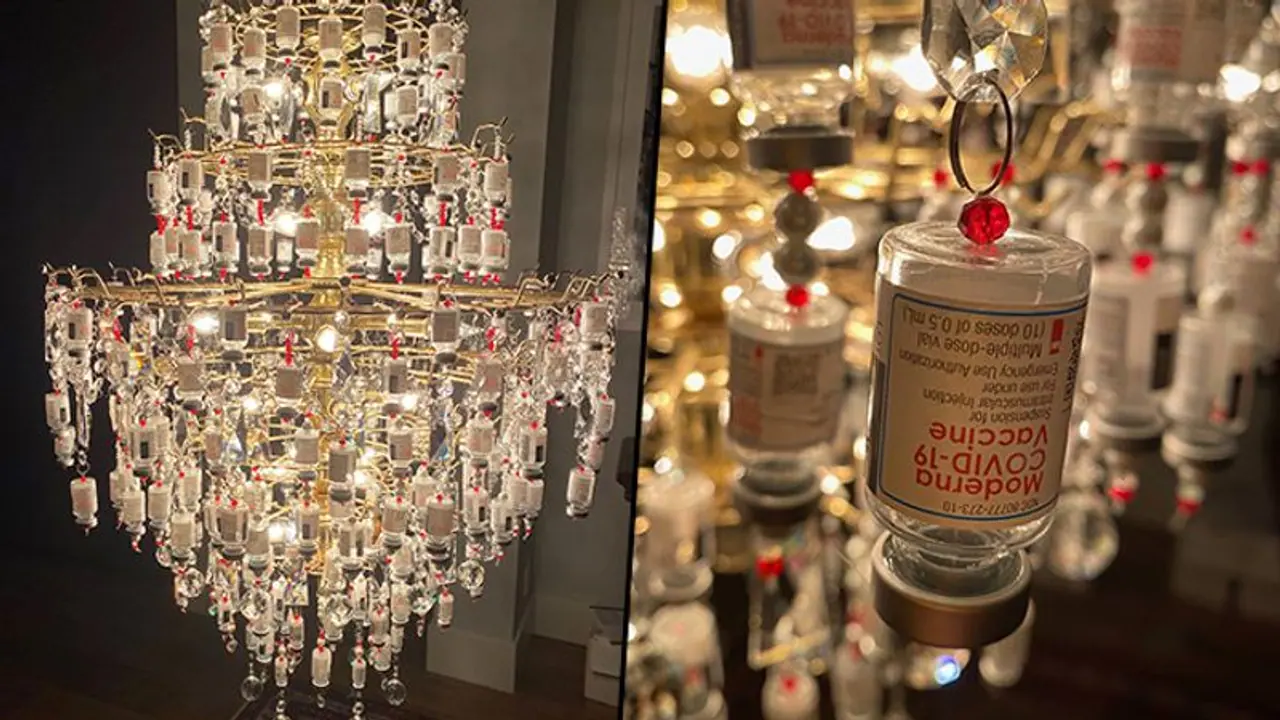 Nurse transforms Covid vaccine vials into a chandelier; watch the 'Light of Appreciation'