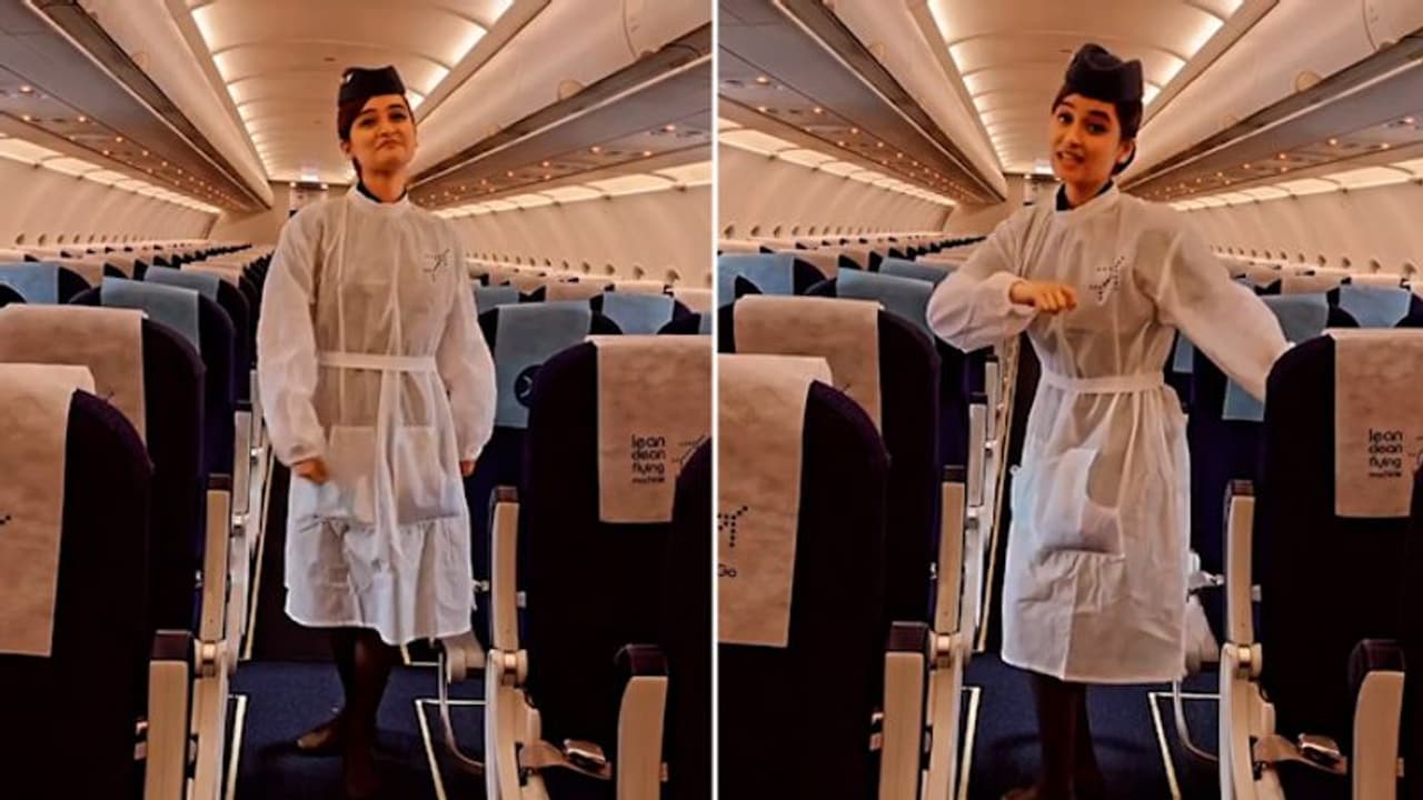 Watch: Indigo air hostess dances to Manike Mage Hithe song on an empty flight, video goes viral