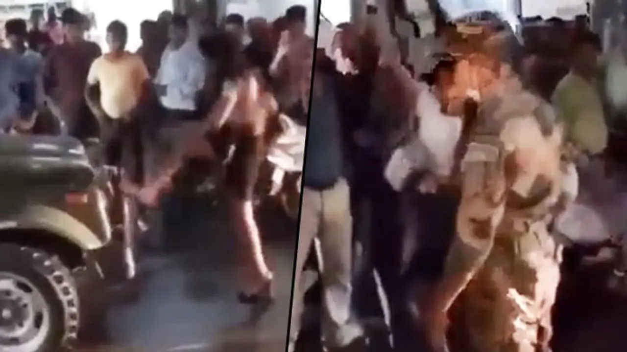Drunk model kicks and damages army car, pushes soldier in Gwalior; watch video Drunk model kicks and damages army car, pushes soldier in Gwalior; watch video