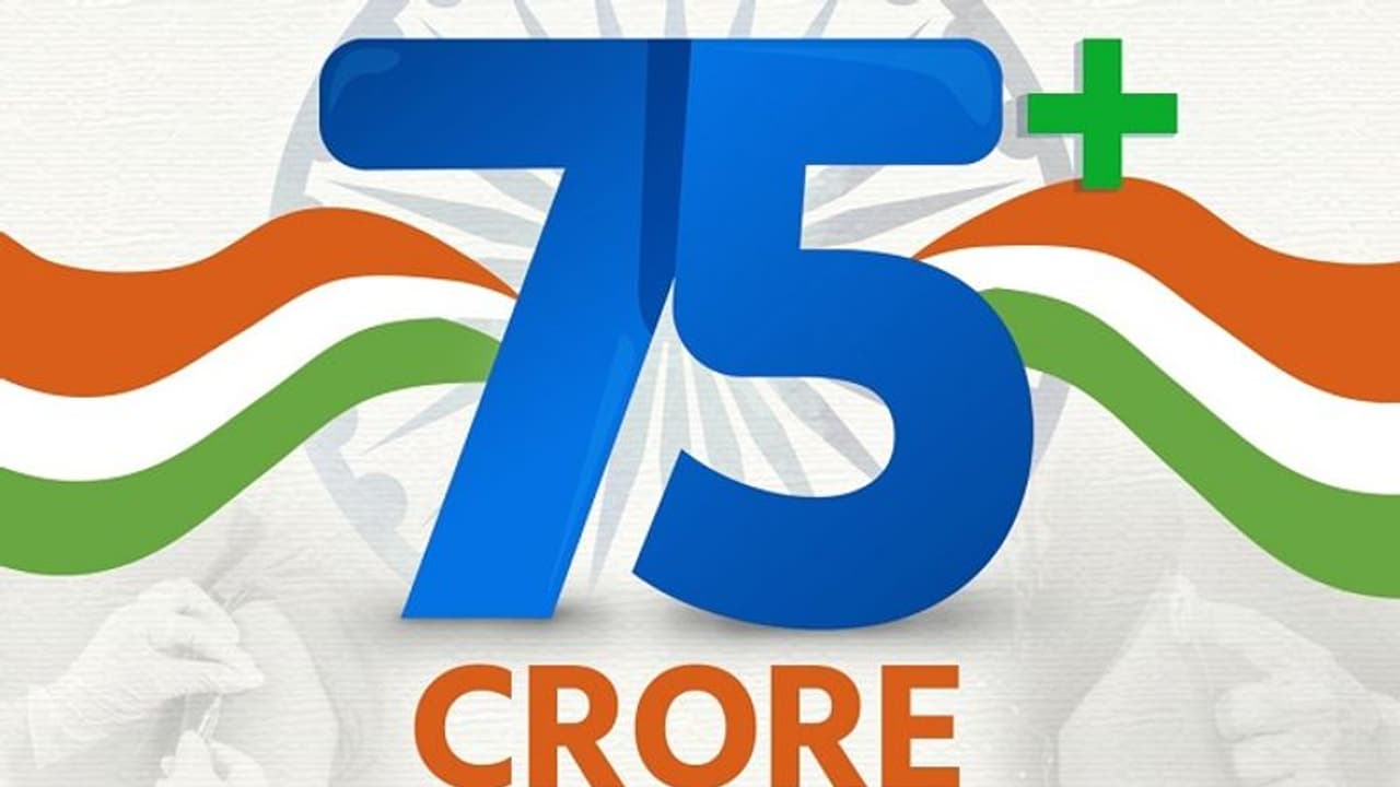 ಲಸಿಕೆ ಅಭಿಯಾನದಲ್ಲಿ ಮತ್ತೊಂದು ಮೈಲಿಗಲ್ಲು; 75 ಕೋಟಿ ಡೋಸ್ ದಾಟಿದ ಭಾರತ! ಲಸಿಕೆ ಅಭಿಯಾನದಲ್ಲಿ ಮತ್ತೊಂದು ಮೈಲಿಗಲ್ಲು; 75 ಕೋಟಿ ಡೋಸ್ ದಾಟಿದ ಭಾರತ!