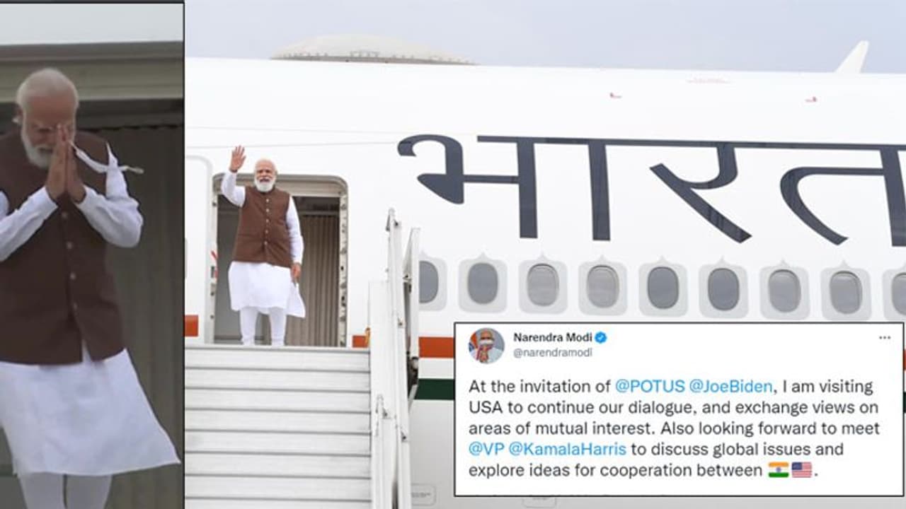 USA Visit पर रवाना होने से पहले PM मोदी ने किया tweet 'बाइडेन और कमला हैरिस से मिलने के लिए बेताब हूं मैं' USA Visit पर रवाना होने से पहले PM मोदी ने किया tweet 'बाइडेन और कमला हैरिस से मिलने के लिए बेताब हूं मैं'
