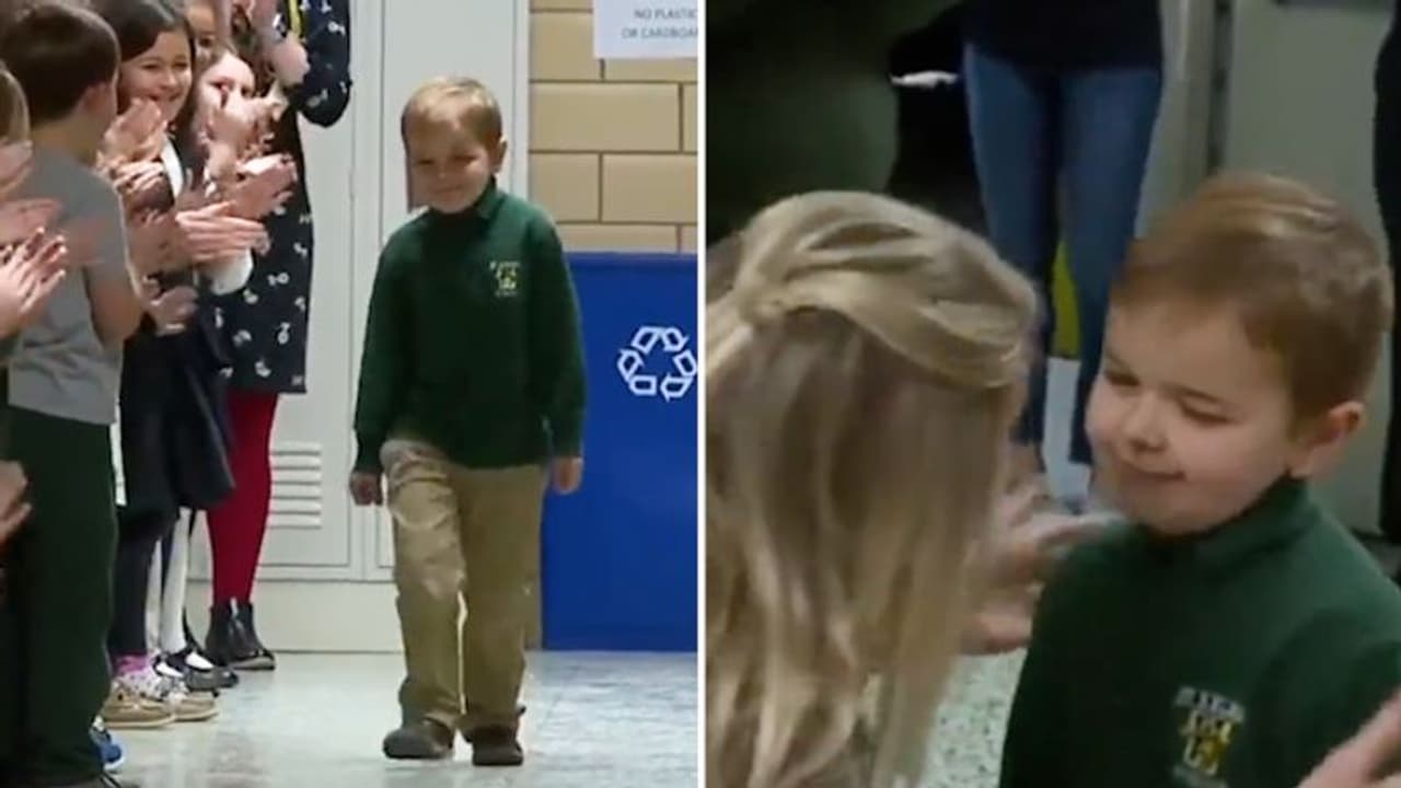 Little boy gets grand welcome from school after beating cancer; viral video leaves netizens emotional
