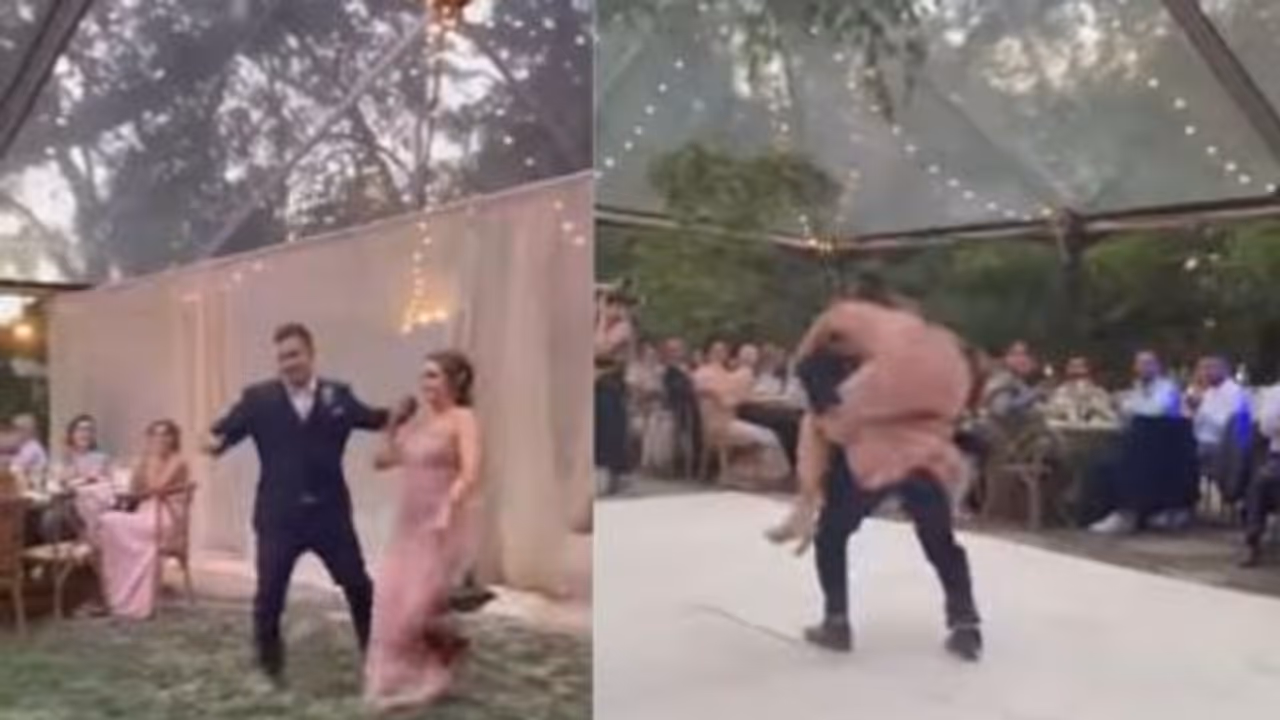 വിവാഹവേദിയിലെ ഡാൻസിനിടെ വധു വരന്‍റെ പുറത്തേയ്ക്ക് ചാടിക്കയറി; പിന്നീട് സംഭവിച്ചത്...