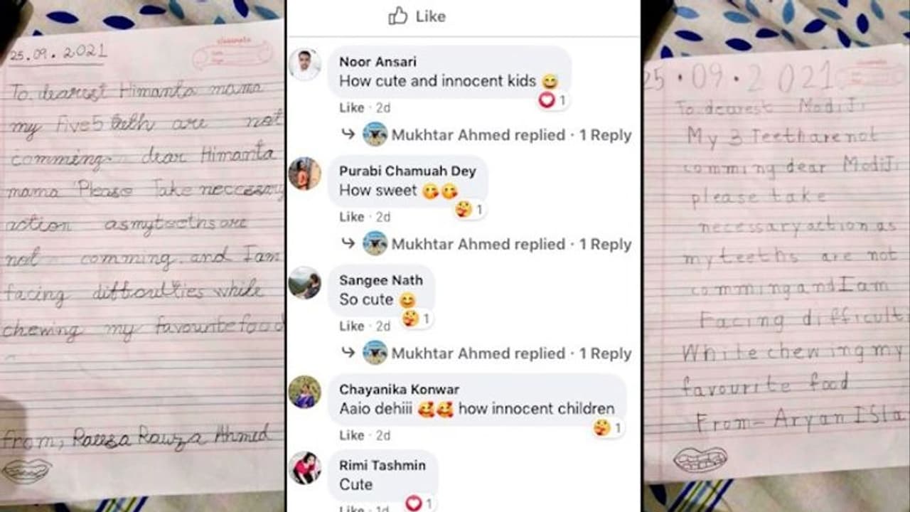 Assam: 2 kids lose teeth, write letter to PM Modi, CM Sarma; demands 'urgent action' Assam: 2 kids lose teeth, write letter to PM Modi, CM Sarma; demands 'urgent action'