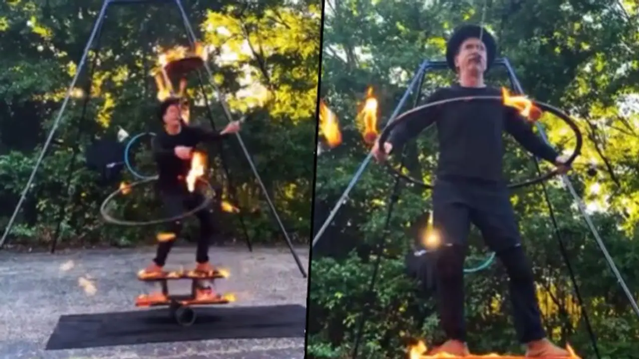 Man’s juggling performance with fire surprises netizens; watch video