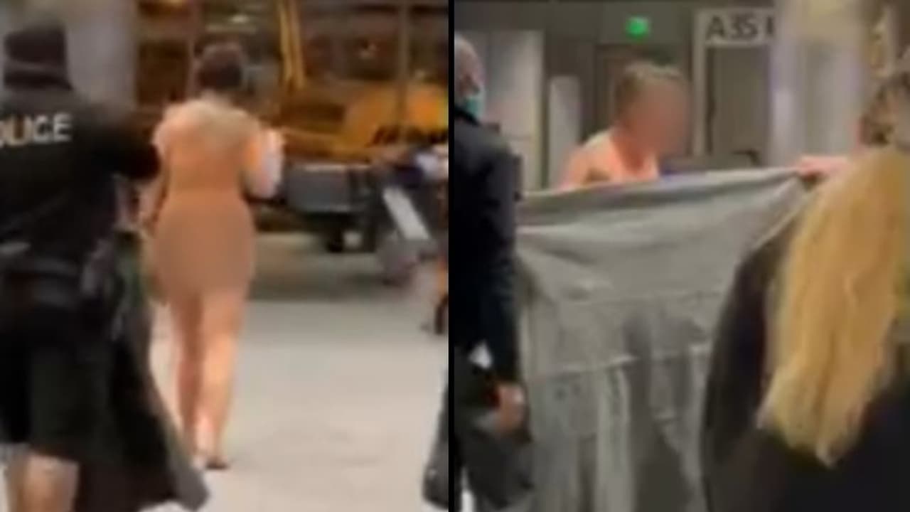 വിമാനത്താവളത്തിനുള്ളില്‍ നഗ്‌ന യുവതി, സുരക്ഷാ ഉദ്യോഗസ്ഥര്‍ കുഴങ്ങി