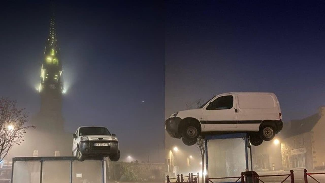 രാവിലെ ഉണര്ന്നപ്പോള് ബസ് സ്റ്റേഷനു മുകളില് ഒരു കാര്! രാവിലെ ഉണര്ന്നപ്പോള് ബസ് സ്റ്റേഷനു മുകളില് ഒരു കാര്!