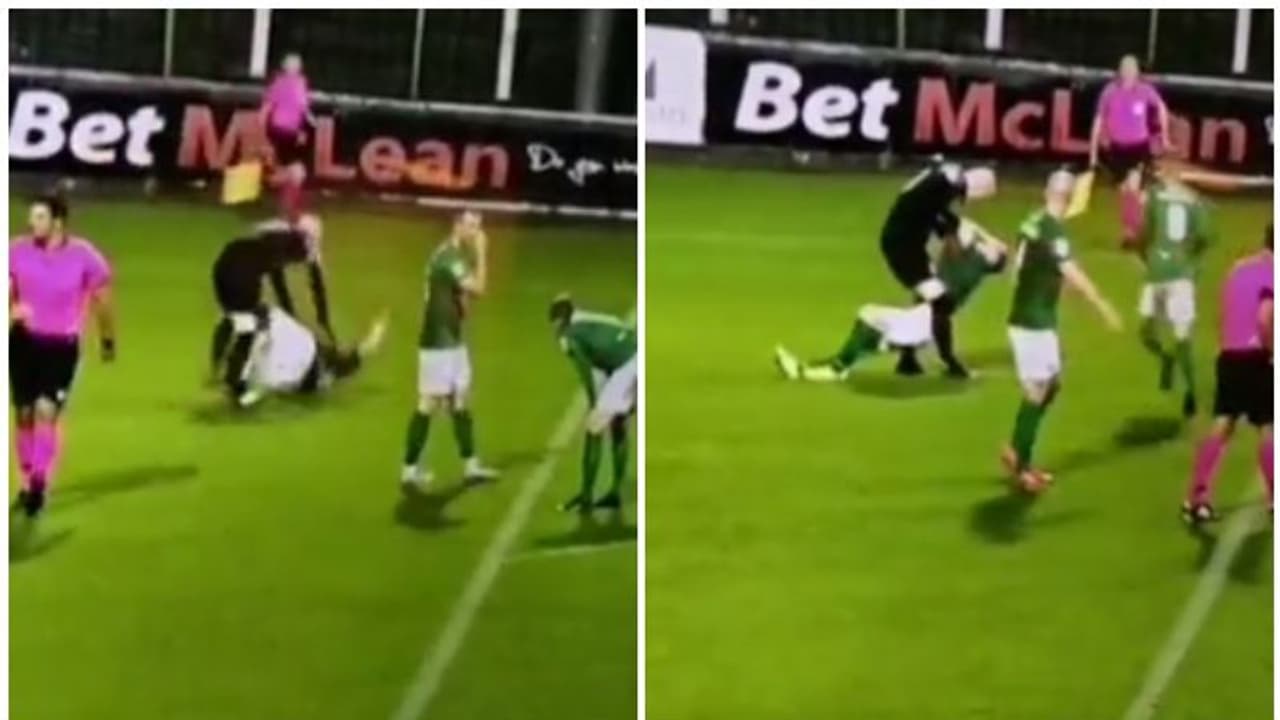 സ്വന്തം ടീം അംഗത്തെ അടിച്ചുവീഴ്ത്തി കഴുത്തിന് പിടിച്ച് വലിച്ചു; ഗോളിക്ക് ചുവപ്പ് കാര്ഡ് സ്വന്തം ടീം അംഗത്തെ അടിച്ചുവീഴ്ത്തി കഴുത്തിന് പിടിച്ച് വലിച്ചു; ഗോളിക്ക് ചുവപ്പ് കാര്ഡ്