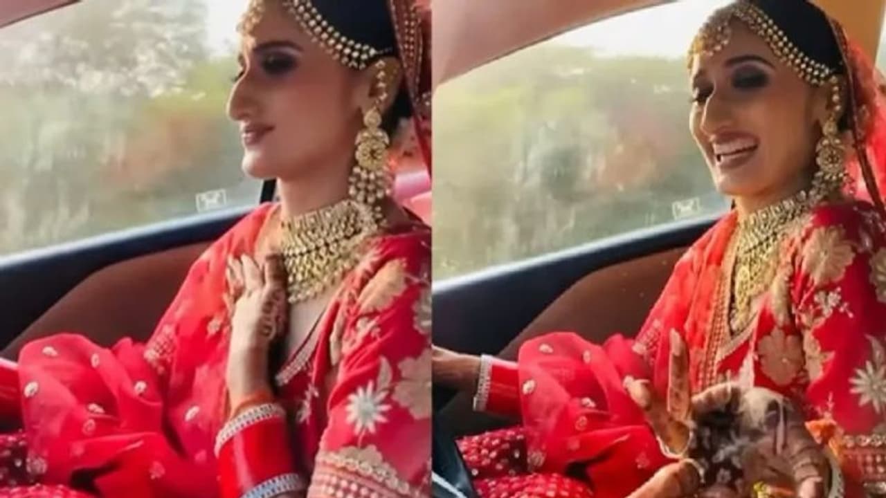 വിവാഹ വേദിയിലേയ്ക്ക് കാറോടിച്ച് വധുവിന്‍റെ 'മാസ് എൻട്രി'; വൈറലായി വീഡിയോ