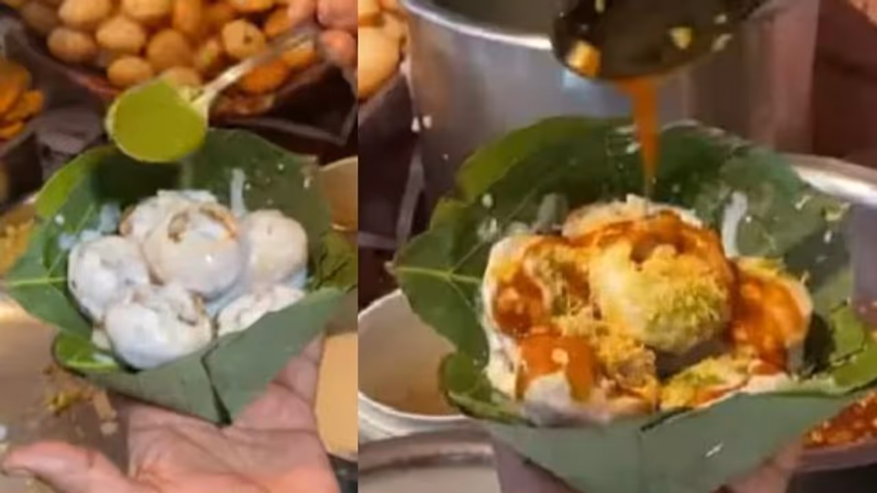 ഇലയില്‍ വിളമ്പി പാനിപൂരി; സോഷ്യല്‍ മീഡിയയില്‍ ഹിറ്റായി വീഡിയോ