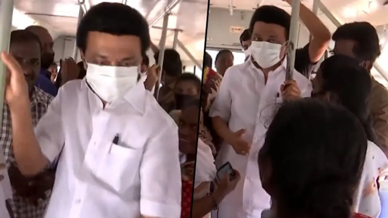 Tamil Nadu CM Stalin surprises city bus passengers; watch video Tamil Nadu CM Stalin surprises city bus passengers; watch video
