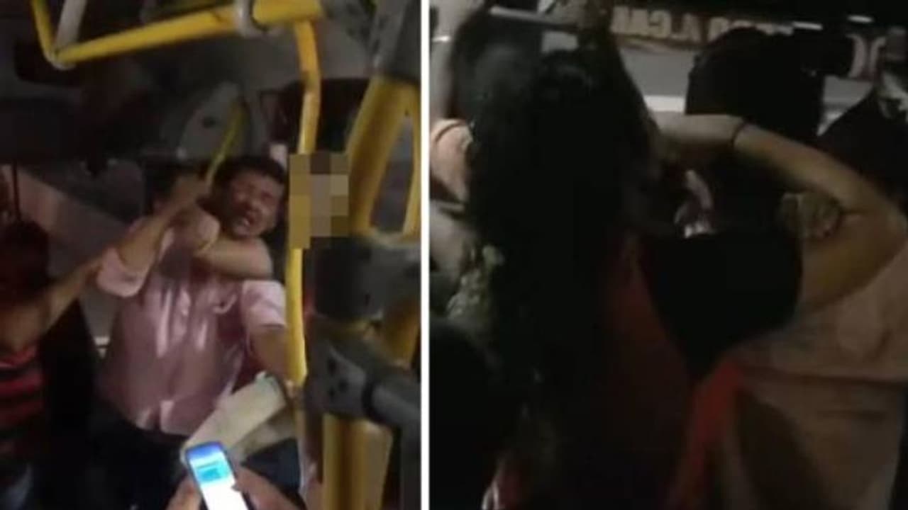 ബസില്‍ വച്ച് ഉപദ്രവിക്കാന്‍ ശ്രമിച്ചു, മൂക്കിടിച്ചുപരത്തി, കഴുത്തില്‍ ചുറ്റിപ്പിടിച്ച് തറയില്‍ വീഴ്ത്തി യുവതി