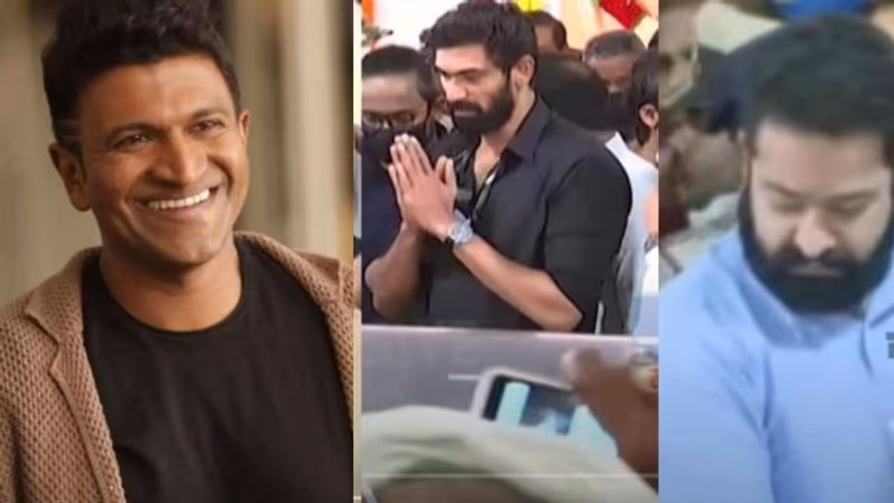 സങ്കടം ഉള്ളിലൊതുക്കി ജൂനിയർ എൻടിആറും റാണയും; പുനീതിന്റെ വിയോഗം താങ്ങാനാകാതെ താരങ്ങൾ സങ്കടം ഉള്ളിലൊതുക്കി ജൂനിയർ എൻടിആറും റാണയും; പുനീതിന്റെ വിയോഗം താങ്ങാനാകാതെ താരങ്ങൾ